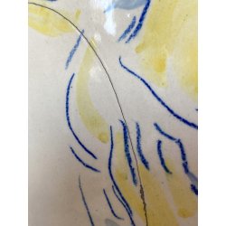 QUADRO FORMELLA PLACCA CERAMICA SMALTATA FIRMA "PiR" RITRATTO FEMMINILE '60/'70