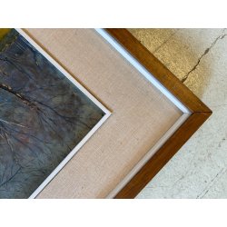 ANTICO QUADRO DIPINTO OLIO TAVOLA PAESAGGIO BOSCHIVO AUTUNNALE BOSCO BETULLE 900
