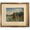 QUADRO DIPINTO OLIO PAESAGGIO LACUSTRE