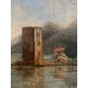 QUADRO DIPINTO OLIO PAESAGGIO LACUSTRE