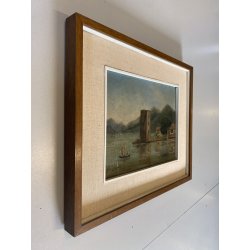 QUADRO DIPINTO OLIO PAESAGGIO LACUSTRE