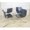 SET 4 SEDIA Giotto Stoppino MOD. Jot DESIGN ACCIAIO CROMATO CUOIO ANNI 70