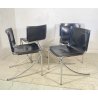 SET 4 SEDIA Giotto Stoppino MOD. Jot DESIGN ACCIAIO CROMATO CUOIO ANNI 70