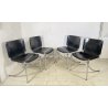 SET 4 SEDIA Giotto Stoppino MOD. Jot DESIGN ACCIAIO CROMATO CUOIO ANNI 70