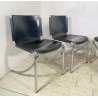 SET 4 SEDIA Giotto Stoppino MOD. Jot DESIGN ACCIAIO CROMATO CUOIO ANNI 70