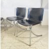 SET 4 SEDIA Giotto Stoppino MOD. Jot DESIGN ACCIAIO CROMATO CUOIO ANNI 70