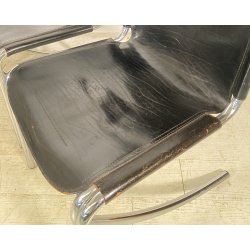 SET 4 SEDIA Giotto Stoppino MOD. Jot DESIGN ACCIAIO CROMATO CUOIO ANNI 70
