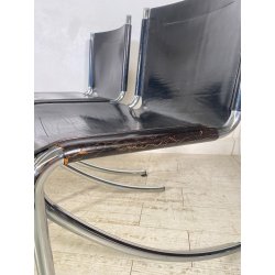 SET 4 SEDIA Giotto Stoppino MOD. Jot DESIGN ACCIAIO CROMATO CUOIO ANNI 70