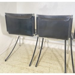 SET 4 SEDIA Giotto Stoppino MOD. Jot DESIGN ACCIAIO CROMATO CUOIO ANNI 70