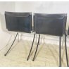 SET 4 SEDIA Giotto Stoppino MOD. Jot DESIGN ACCIAIO CROMATO CUOIO ANNI 70