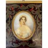 antica MINIATURA ritratto femminile PREZIOSA CORNICE INTARSIATA impero '800