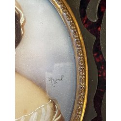 antica MINIATURA ritratto femminile PREZIOSA CORNICE INTARSIATA impero '800