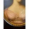 antica MINIATURA dipinto femminile CORNICE PREZIOSA INTARSIATA impero '800
