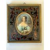 MINIATURA antica RITRATTO femminile PREZIOSA CORNICE INTARSIATA impero '800