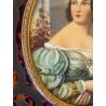 MINIATURA antica RITRATTO femminile PREZIOSA CORNICE INTARSIATA impero '800