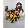 VASO CENTROTAVOLA OVALE CERAMICA MGA ALBISOLA DECORO MOTIVI FLOREALI Art Decò