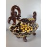 VASO CENTROTAVOLA OVALE CERAMICA MGA ALBISOLA DECORO MOTIVI FLOREALI Art Decò