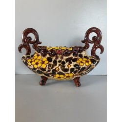 VASO CENTROTAVOLA OVALE CERAMICA MGA ALBISOLA DECORO MOTIVI FLOREALI Art Decò