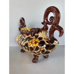 VASO CENTROTAVOLA OVALE CERAMICA MGA ALBISOLA DECORO MOTIVI FLOREALI Art Decò