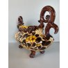 VASO CENTROTAVOLA OVALE CERAMICA MGA ALBISOLA DECORO MOTIVI FLOREALI Art Decò