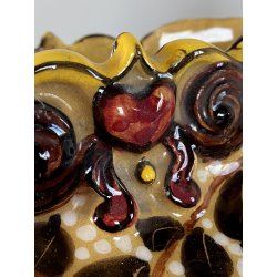 VASO CENTROTAVOLA OVALE CERAMICA MGA ALBISOLA DECORO MOTIVI FLOREALI Art Decò