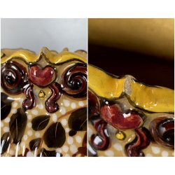 VASO CENTROTAVOLA OVALE CERAMICA MGA ALBISOLA DECORO MOTIVI FLOREALI Art Decò
