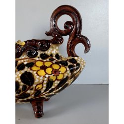 VASO CENTROTAVOLA OVALE CERAMICA MGA ALBISOLA DECORO MOTIVI FLOREALI Art Decò