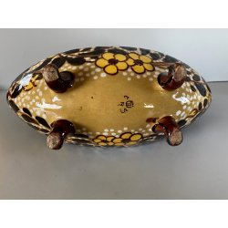 VASO CENTROTAVOLA OVALE CERAMICA MGA ALBISOLA DECORO MOTIVI FLOREALI Art Decò