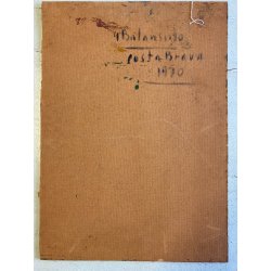 DIPINTO OLIO G. Balansino PAESAGGIO MARINO "Costa Brava" SCORCIO BARCA VELA '70