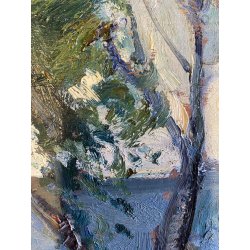 DIPINTO OLIO G. Balansino PAESAGGIO MARINO "Costa Brava" SCORCIO BARCA VELA '70