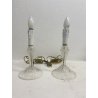COPPIA LAMPADA LUME CANDELIERE TAVOLO ABATJOUR VETRO MURANO TRASPARENTE '50
