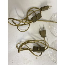 COPPIA LAMPADA LUME CANDELIERE TAVOLO ABATJOUR VETRO MURANO TRASPARENTE '50