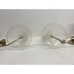 COPPIA LAMPADA LUME CANDELIERE TAVOLO ABATJOUR VETRO MURANO TRASPARENTE '50