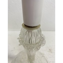 COPPIA LAMPADA LUME CANDELIERE TAVOLO ABATJOUR VETRO MURANO TRASPARENTE '50