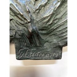 antico BASSORILIEVO in BRONZO ritratto femminile FIRMATO G. BIANCHI primi '900
