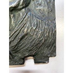 antico BASSORILIEVO in BRONZO ritratto femminile FIRMATO G. BIANCHI primi '900
