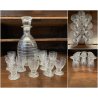 SET LIQUORE ROSOLIO Art Decò CRISTALLO MOLATO RIGHE DECANTER + 12 CALICI 6 cm/h
