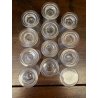 SET LIQUORE ROSOLIO Art Decò CRISTALLO MOLATO RIGHE DECANTER + 12 CALICI 6 cm/h