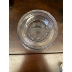 SET LIQUORE ROSOLIO Art Decò CRISTALLO MOLATO RIGHE DECANTER + 12 CALICI 6 cm/h
