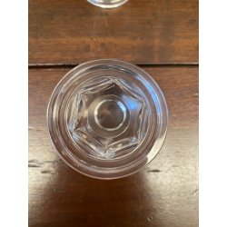 SET LIQUORE ROSOLIO Art Decò CRISTALLO MOLATO RIGHE DECANTER + 12 CALICI 6 cm/h