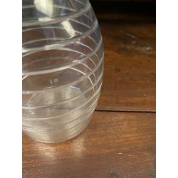 SET LIQUORE ROSOLIO Art Decò CRISTALLO MOLATO RIGHE DECANTER + 12 CALICI 6 cm/h