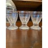 SET LIQUORE ROSOLIO Art Decò CRISTALLO MOLATO RIGHE DECANTER + 12 CALICI 6 cm/h