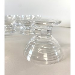 SET 6 COPPETTA Art Decò DESSERT GELATO CRISTALLO MOLATO RIGHE ORIZZONTALI ø9,7cm