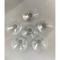 SET 6 COPPETTA Art Decò DESSERT GELATO CRISTALLO MOLATO RIGHE ORIZZONTALI ø9,7cm