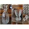 SET LIQUORE ROSOLIO Art Decò CRISTALLO MOLATO RIGHE DECANTER  12 CALICI 7,5 cm/h