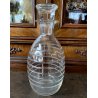 SET LIQUORE ROSOLIO Art Decò CRISTALLO MOLATO RIGHE DECANTER  12 CALICI 7,5 cm/h