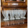 SET LIQUORE ROSOLIO Art Decò CRISTALLO MOLATO RIGHE DECANTER  12 CALICI 7,5 cm/h