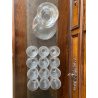 SET LIQUORE ROSOLIO Art Decò CRISTALLO MOLATO RIGHE DECANTER  12 CALICI 7,5 cm/h