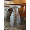 SET LIQUORE ROSOLIO Art Decò CRISTALLO MOLATO RIGHE DECANTER  12 CALICI 7,5 cm/h