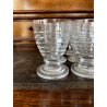 SET LIQUORE ROSOLIO Art Decò CRISTALLO MOLATO RIGHE DECANTER  12 CALICI 7,5 cm/h